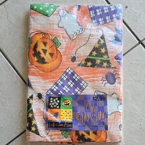 Halloween Vinyl Tablecloth with Pumpkins and Ghosts